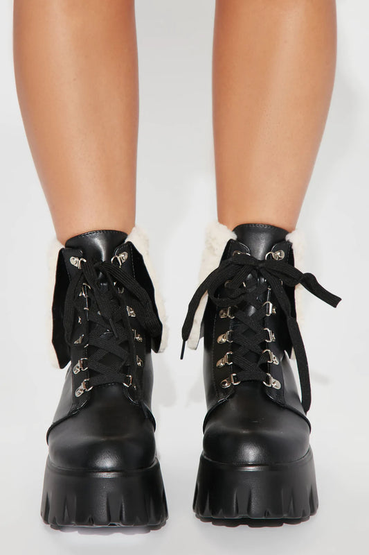 "Jillian" Black Platform Booties
