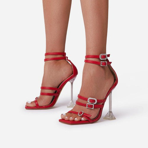 "Gianna" Strappy Design Red Heels