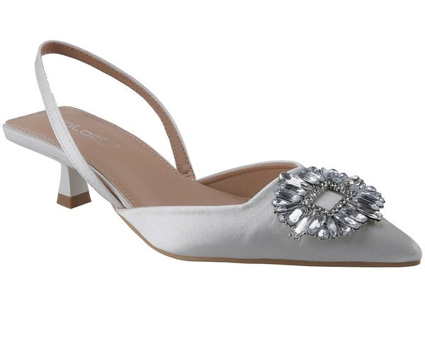 "Jacqueline" Off-White Low Heels