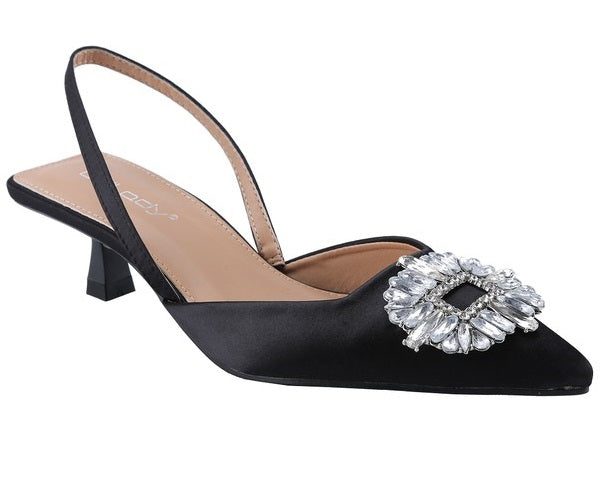 "Jacqueline" Black Low Heels