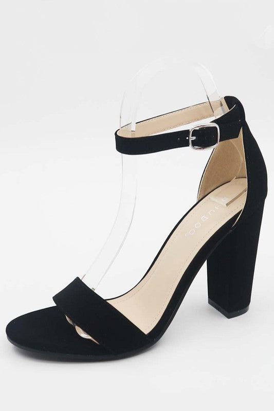 "Tonia" Black Block Heels