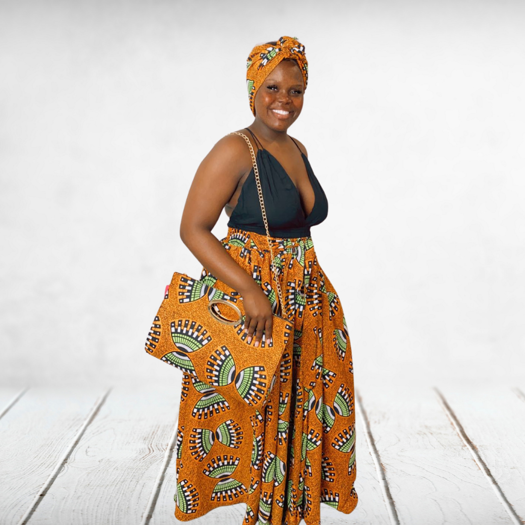"Accra" African Print 3 Piece Maxi Skirt Set