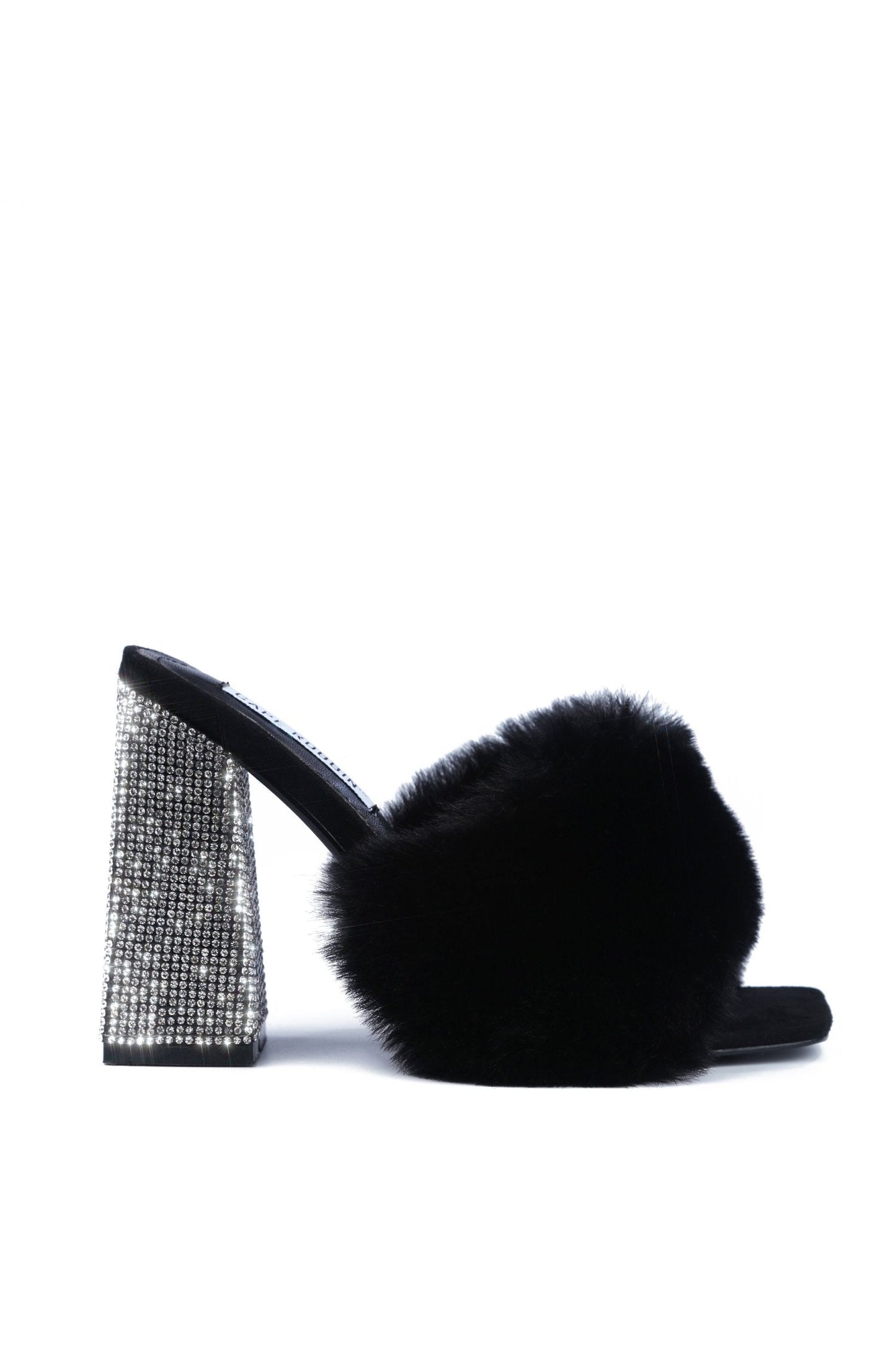 "Hilary" Black Faux Fur Heels