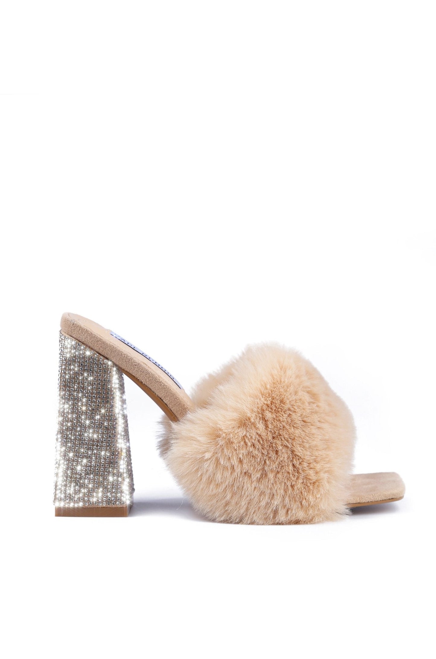 "Hilary" Nude Faux Fur Heels