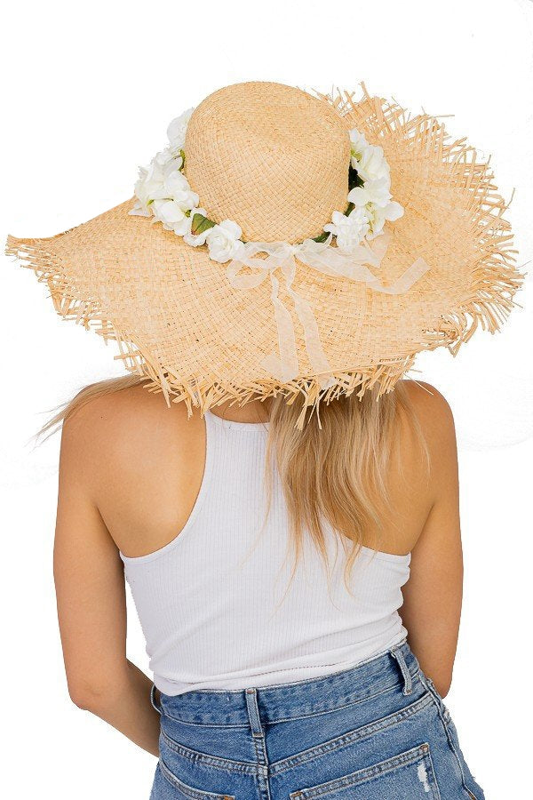 "Ruby" Flower Crown Straw Hat