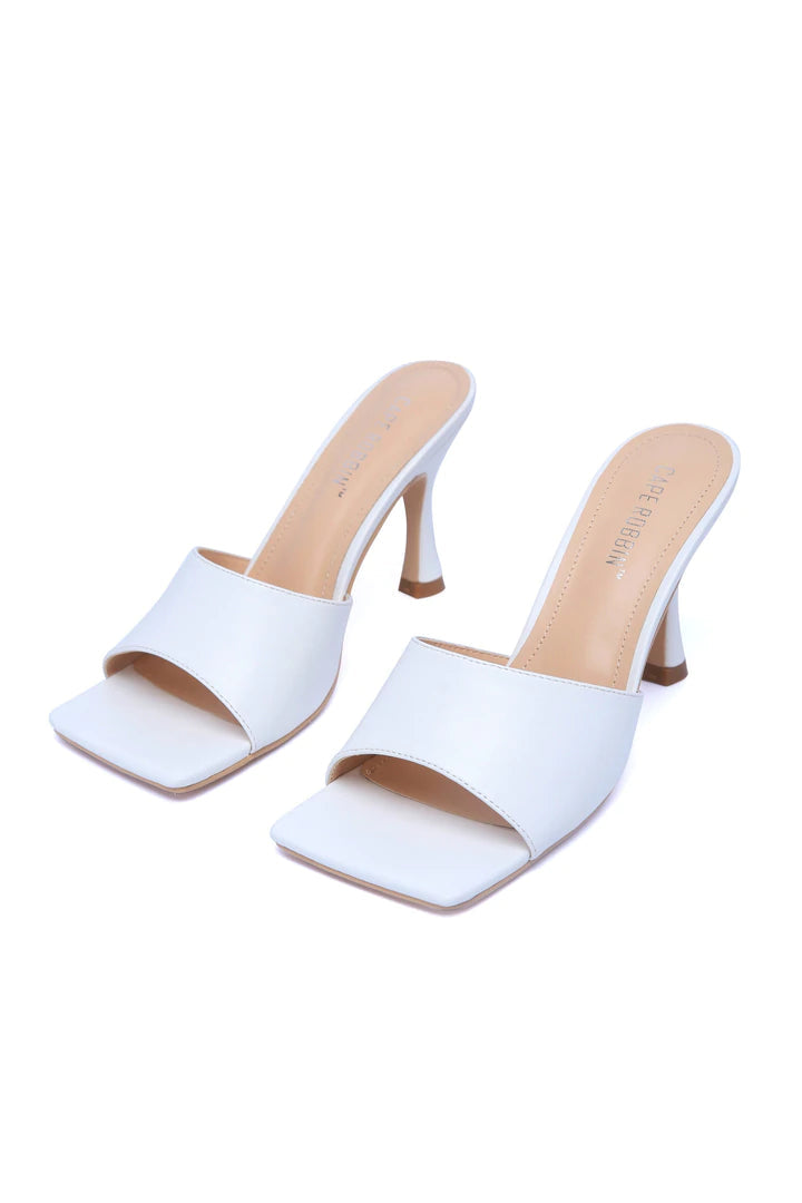 "Raya" White Low Heels