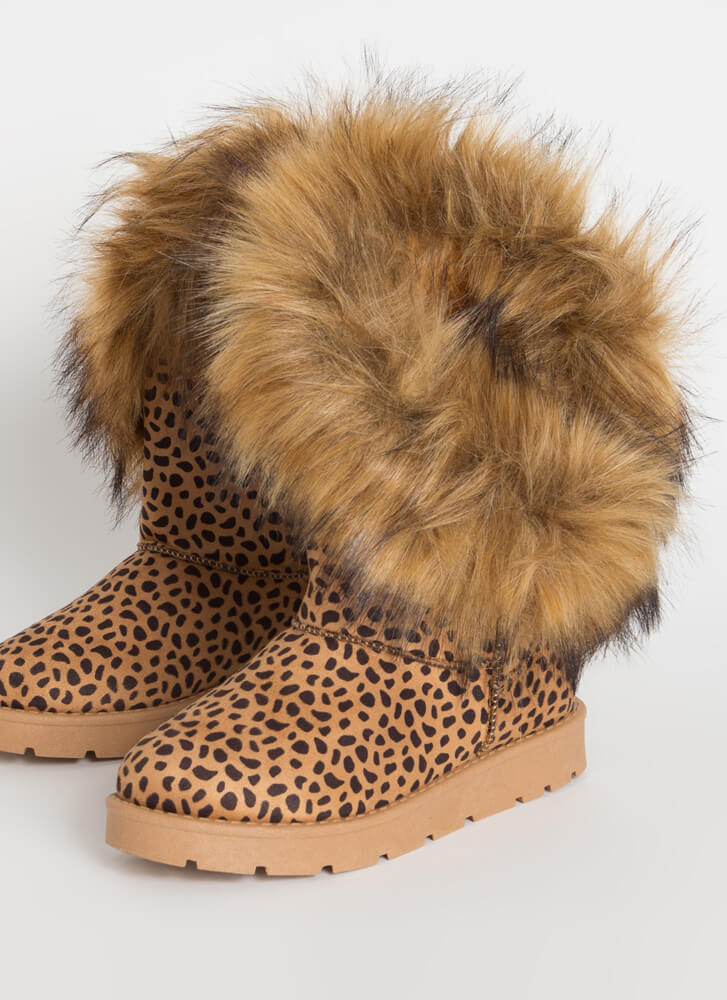 "Alaska" Cheetah Design Faux Fur Boots