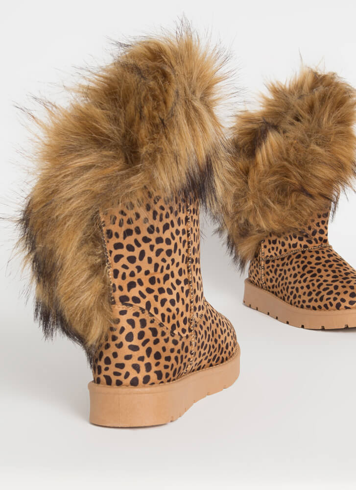 "Alaska" Cheetah Design Faux Fur Boots