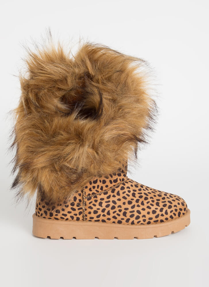 "Alaska" Cheetah Design Faux Fur Boots