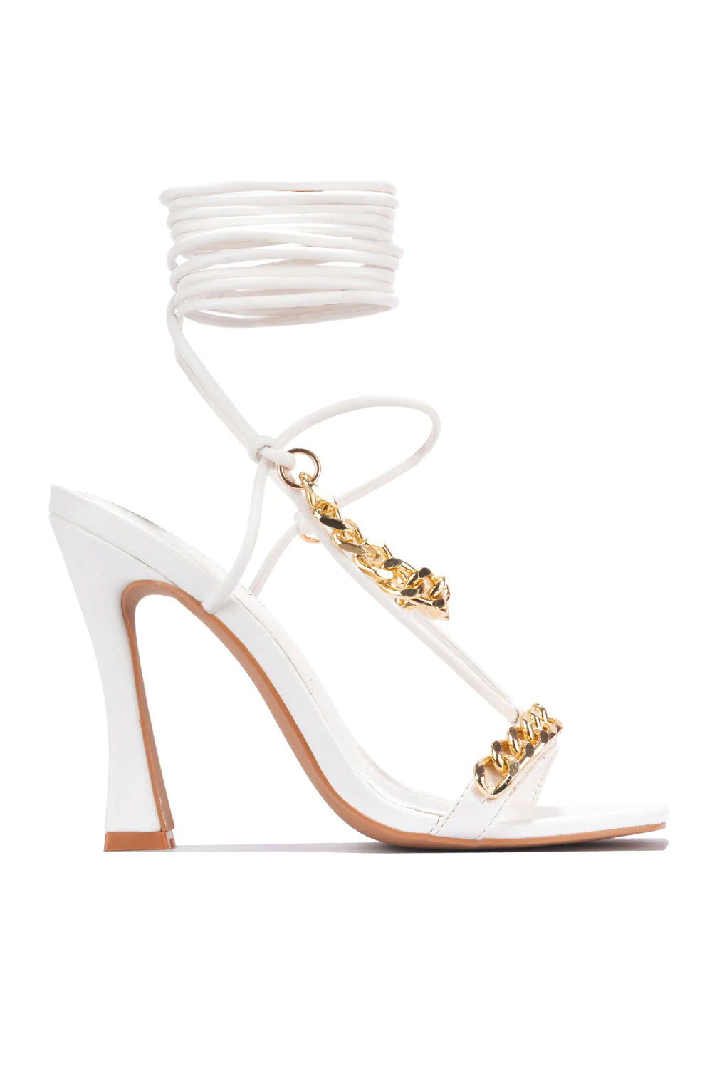 "Ali" White Chain Strappy Heels