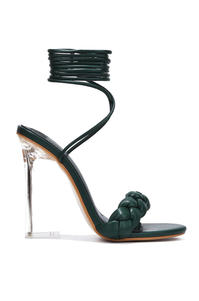 "Tamia" Green Strappy Heels