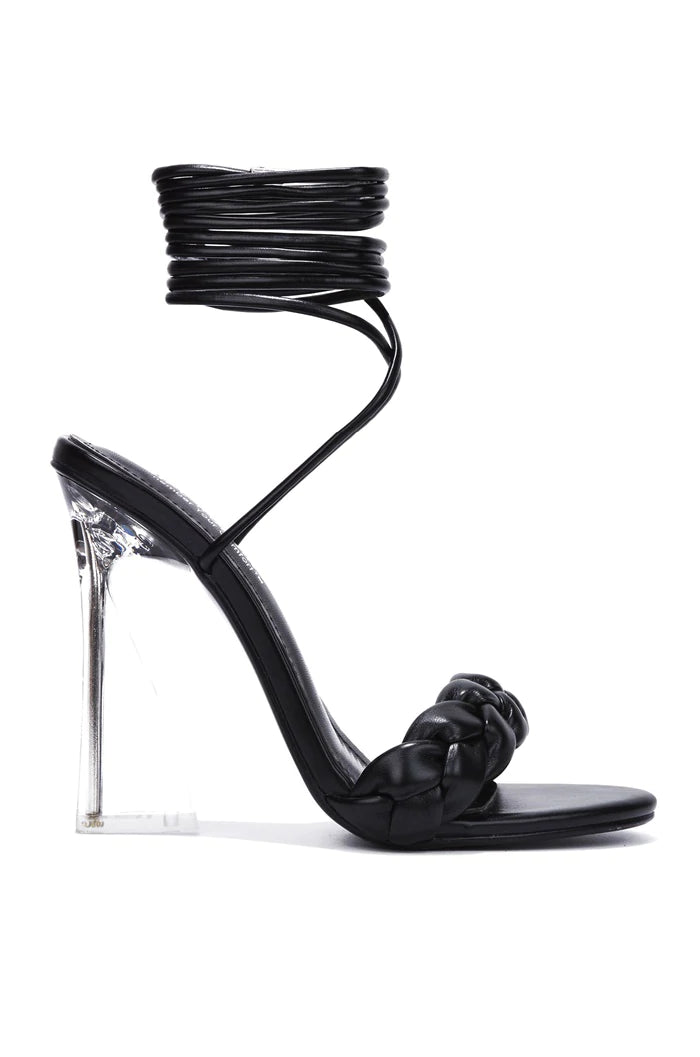 "Tamia" Black Strappy Heels