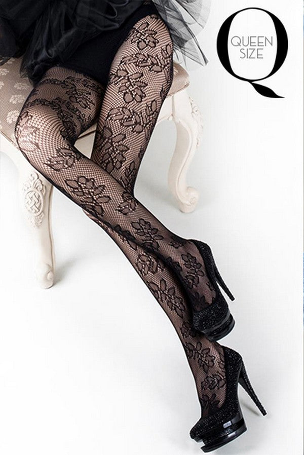 Leaf Design Fishnet Stockings (Queen)