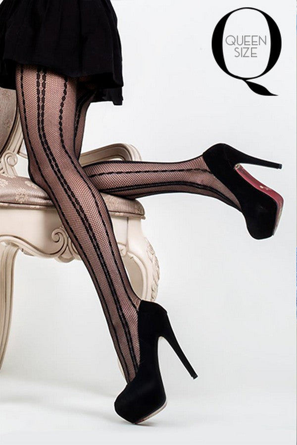Pin dot Striped Fishnet Stockings