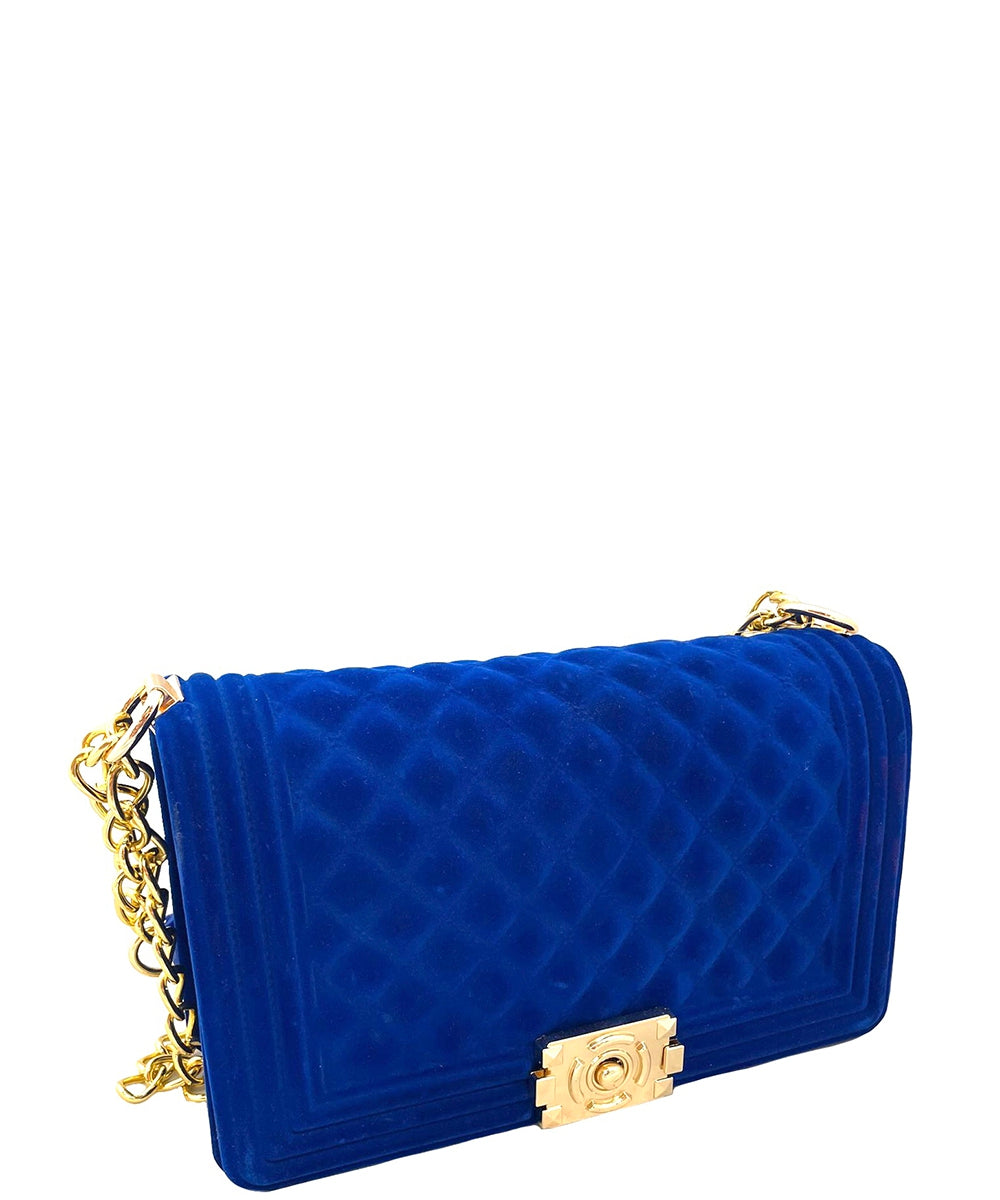 "Abigail" Quilted Velvet Material Handbag