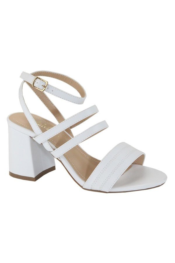 "Zya" White Low Heels