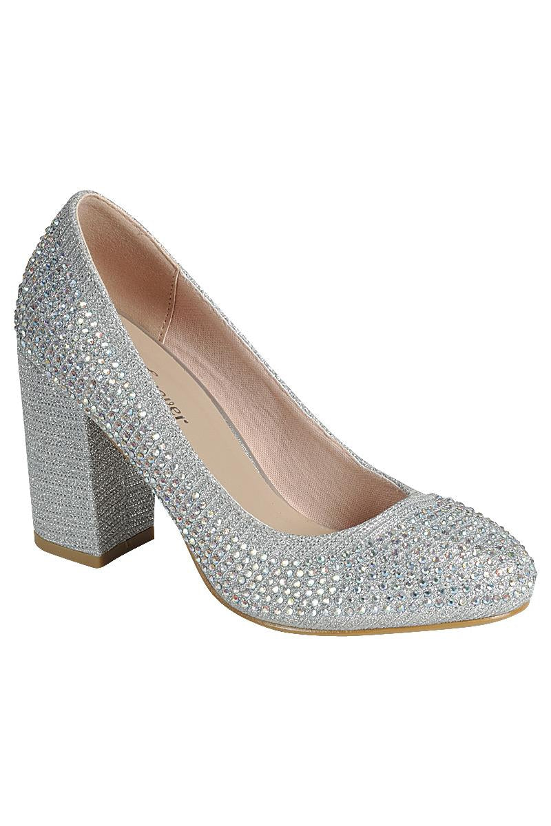 "Vanessa" Rhinestone Block Heel