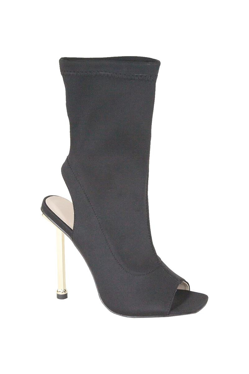 "Char" Black Peep Toe Booties