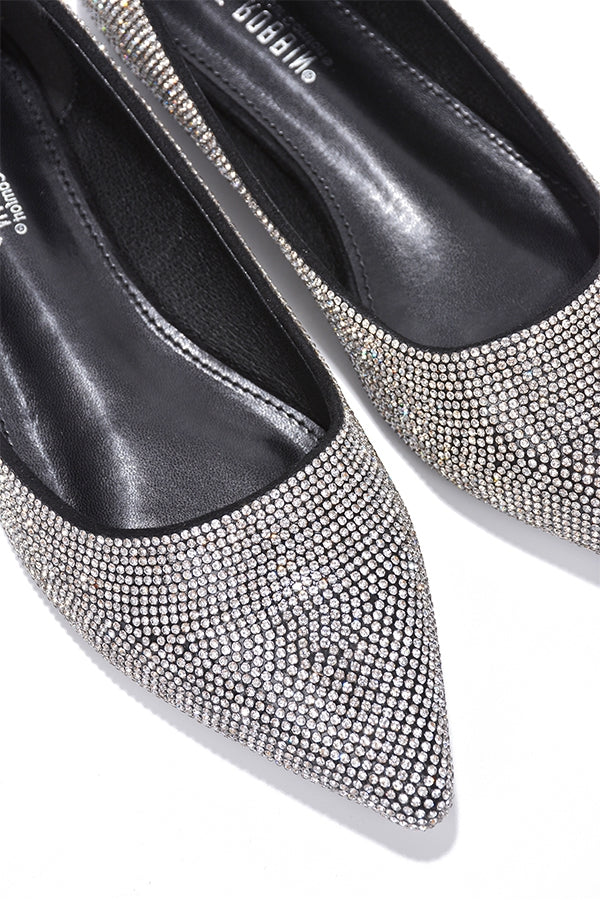 "Malia" Silver Rhinestone Flats