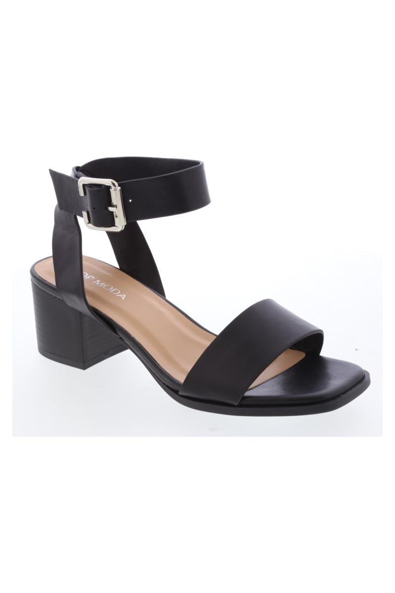 "Allison" Low Heel Black Sandals