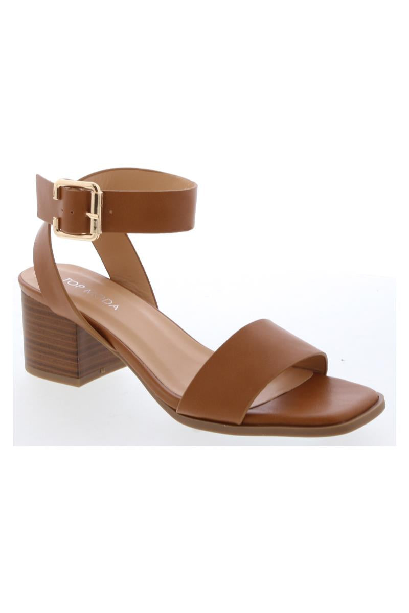 "Allison" Low Heel Camel Sandals