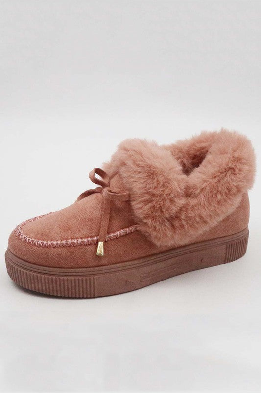 "Jocie" Pink Moccasin Flats