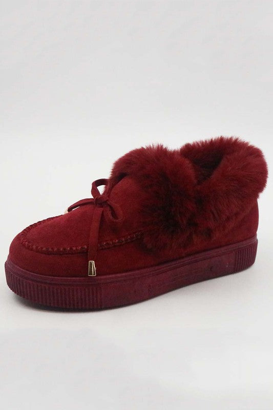"Jocie" Burgundy Moccasin Flats