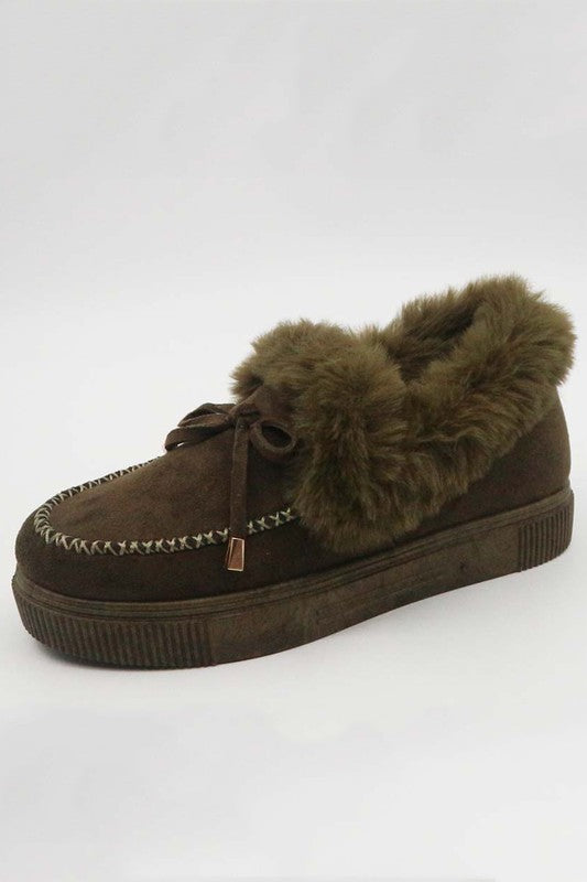 "Jocie" Olive Moccasin Flats