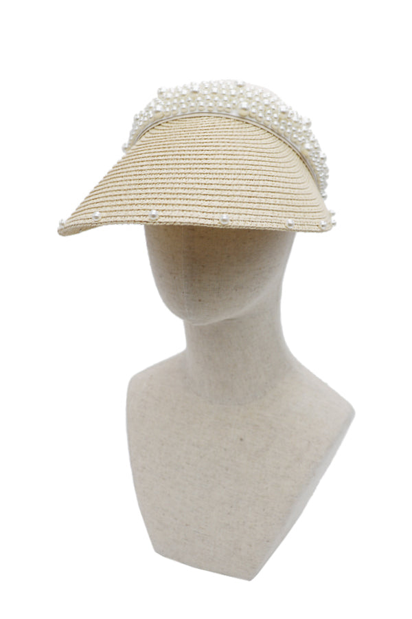 "Whitley" Pearl Straw Visor