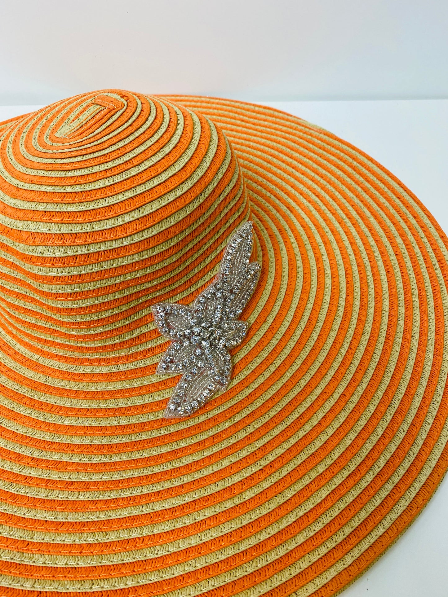 Orange Striped Straw Hat