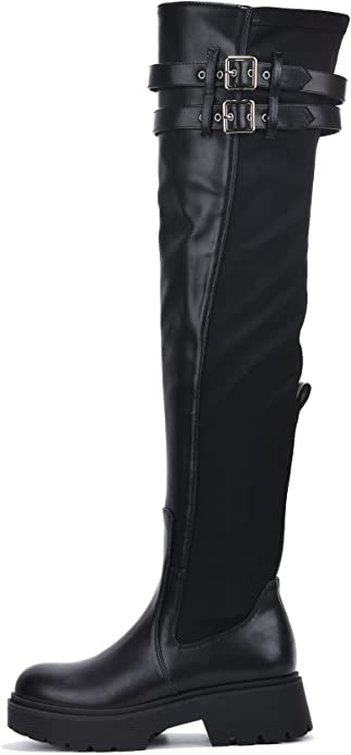 "Erin" Black Thigh High Boots