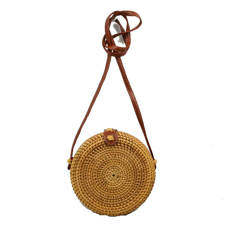 "Shelly" Small Round Straw Handbag