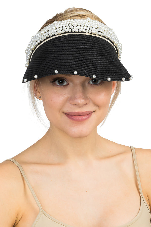"Whitley" Pearl Straw Visor