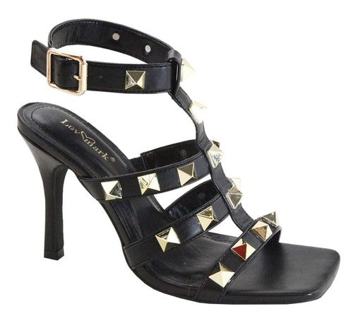 "Zade" Black Studded Heel