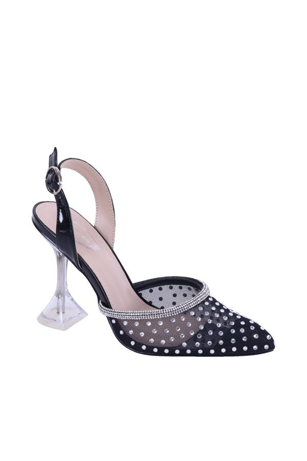 "Milani" Black Rhinestone Heels