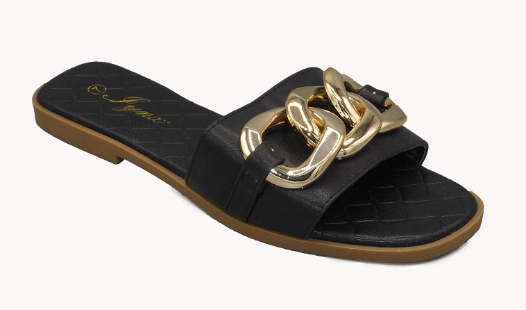 "Aliyah" Chain Link Black Sandals