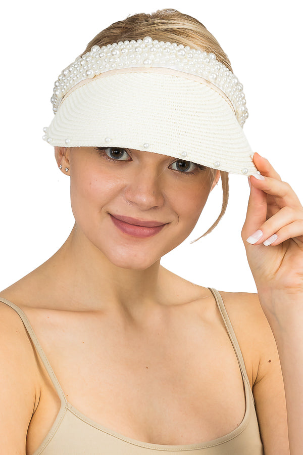"Whitley" Pearl Straw Visor