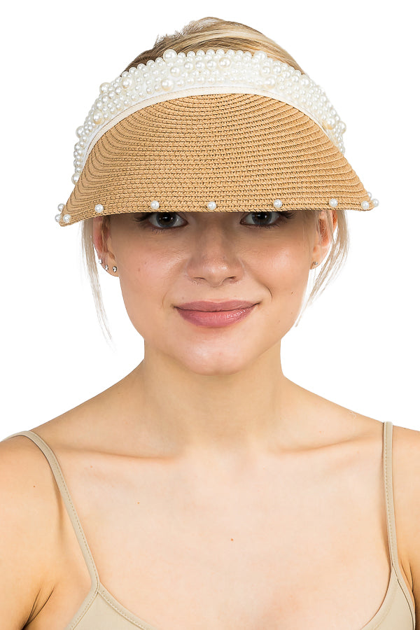 "Whitley" Pearl Straw Visor