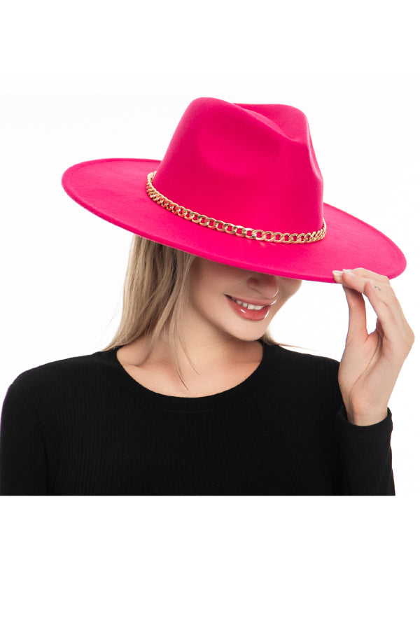"Eve" Red Brim Fedora Hat