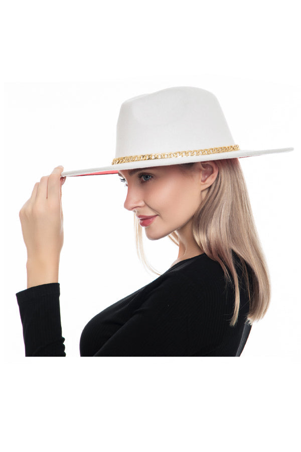 "Eve" Red Brim Fedora Hat