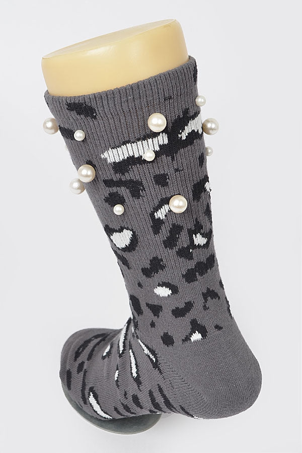 Animal Print Pearl Socks