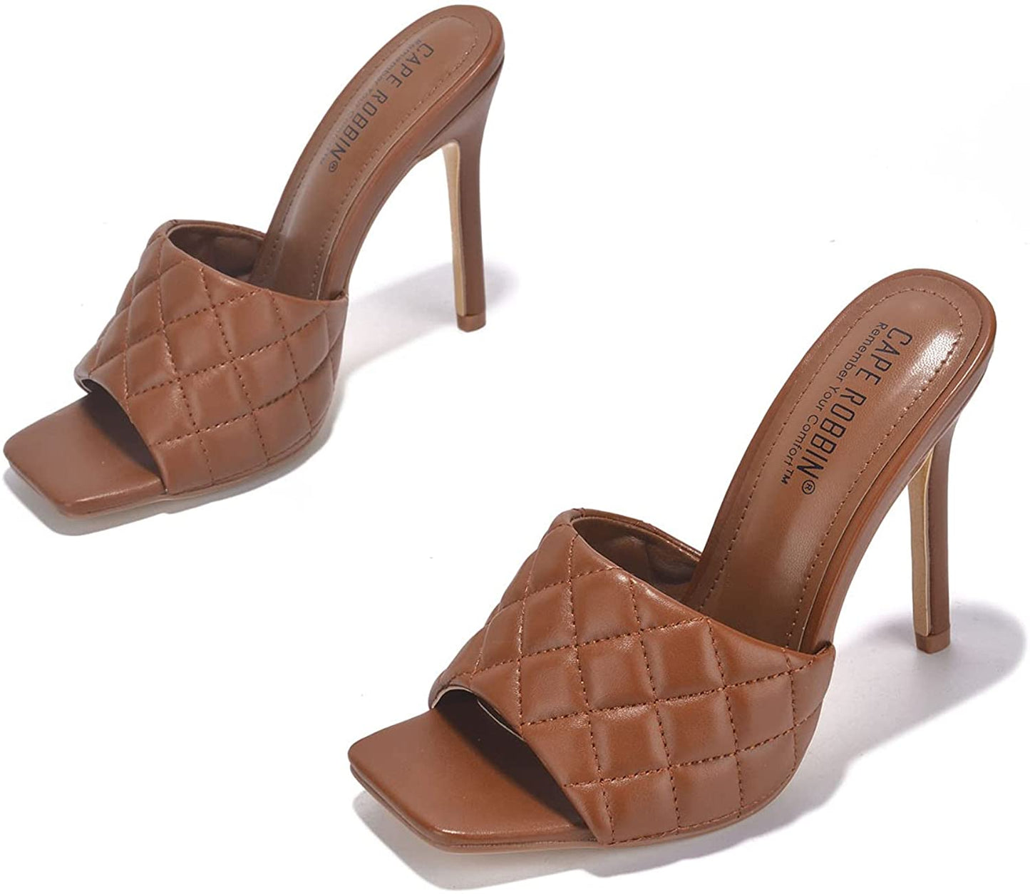 "Jael" Tan Quilted Heels