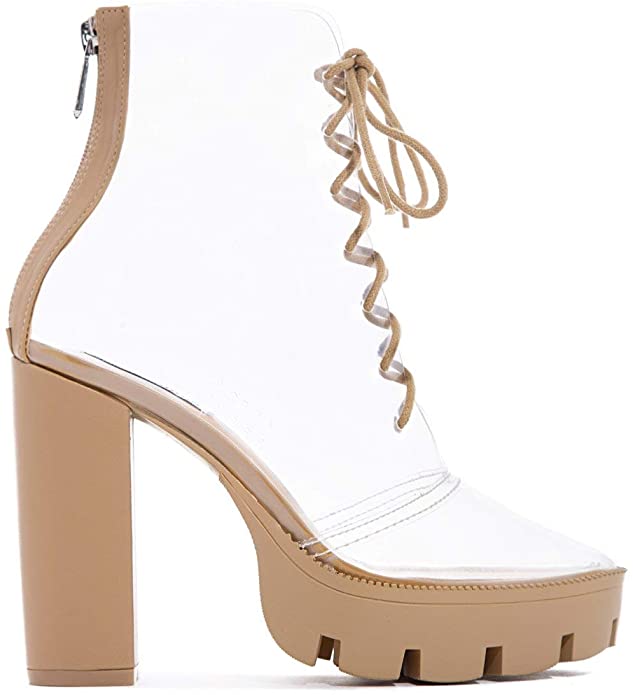 "Rita” Tan Clear Booties