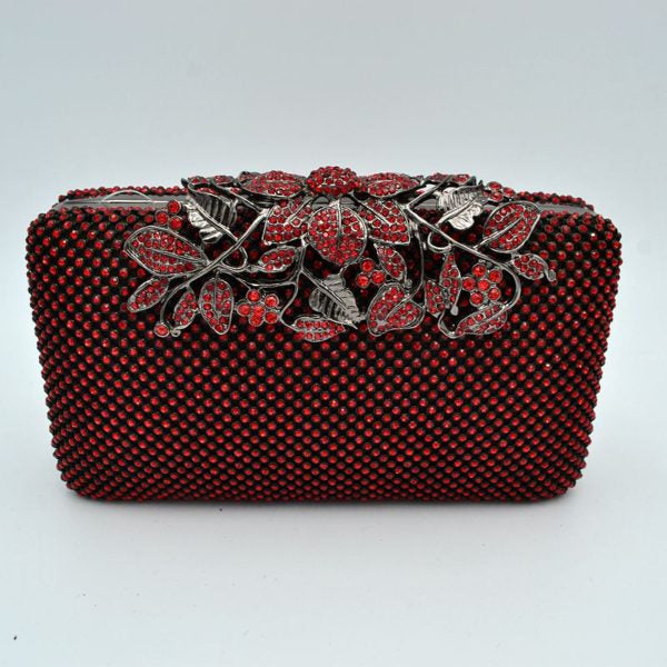 "Ester" Jeweled Flower Top Closure Clutch