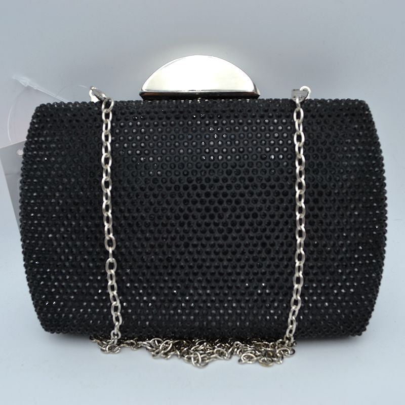 "Elaine" Jeweled Black Clutch