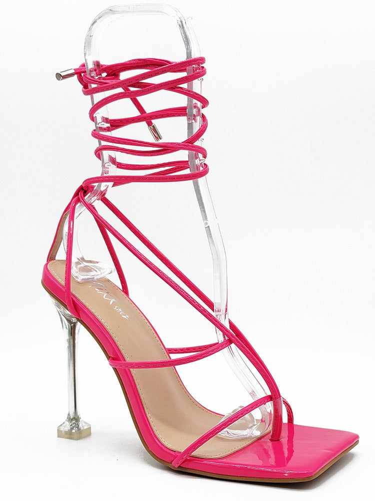 "Ryan" Fuchsia Lace Up Heels