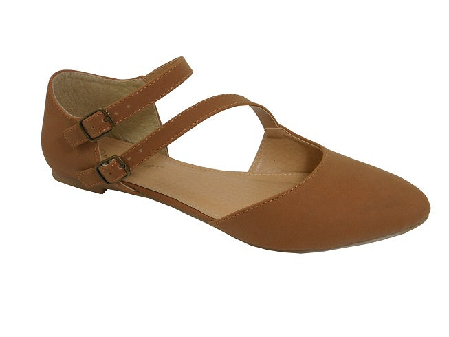 "Teresa" Cognac Flats