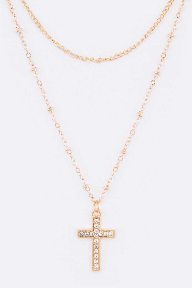 Three Layer Cross Necklace