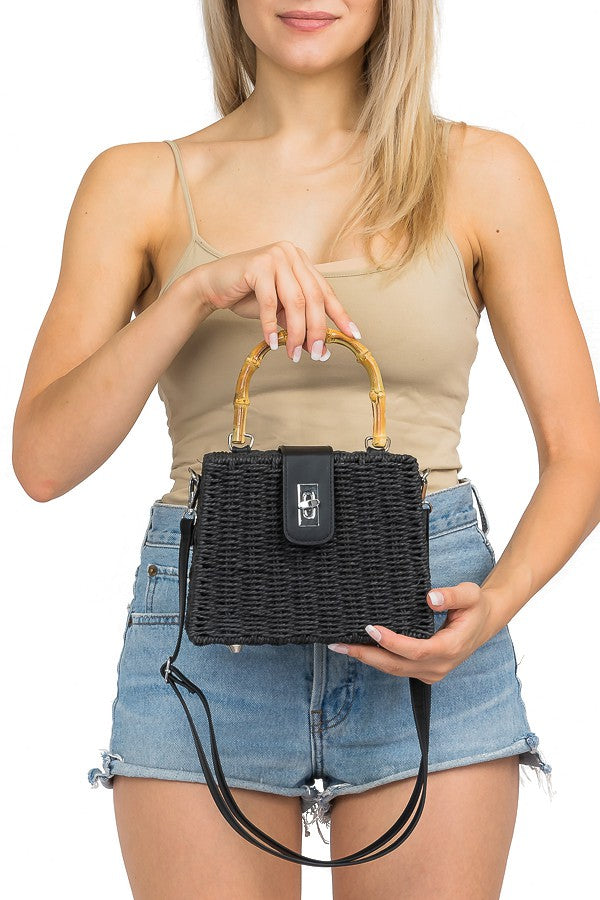 "Sophia" Bamboo Handle Handbag