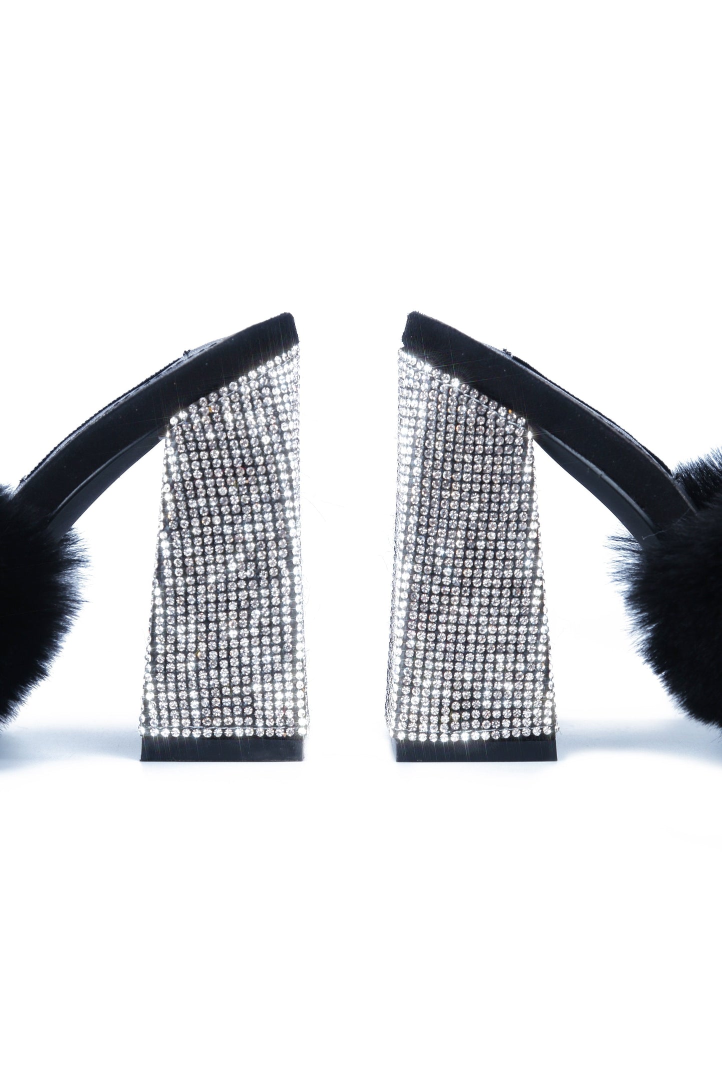 "Hilary" Black Faux Fur Heels